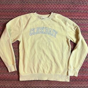 CLICKBAIT DAVID DOBRIK YELLOW COLLEGIATE CREW NECK SWEATSHIRT